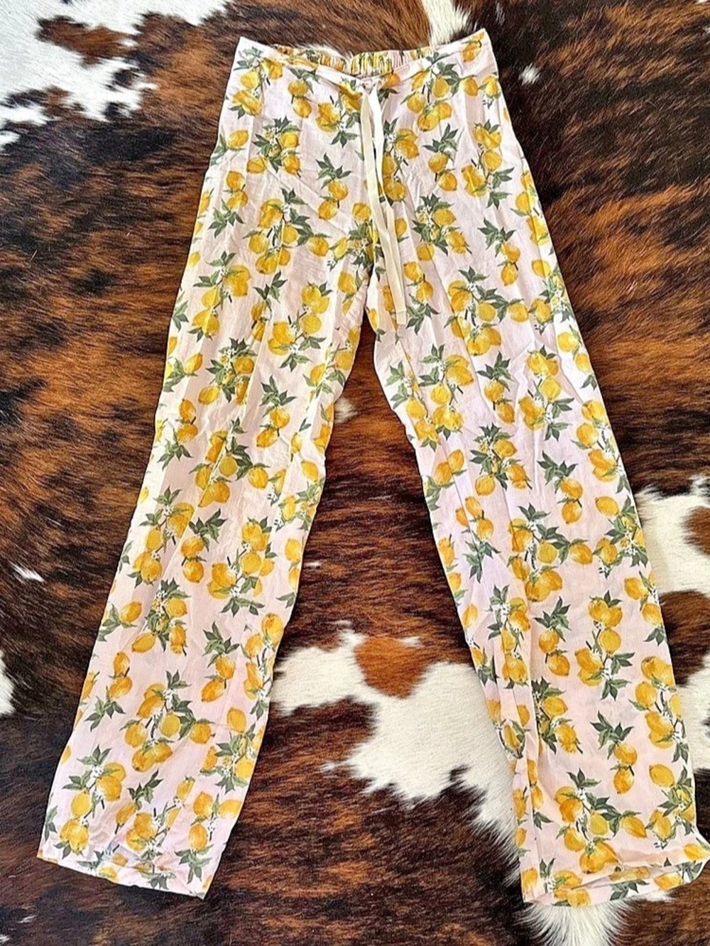 Nillens Floral Wide Leg Pants in Yellow & Pink Like New